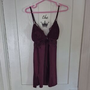 La SENZA Purple Chemise with Ruched Bust and Silky Fabric